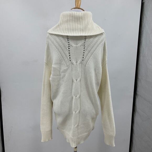 Michael Stars Sweater Womens XS Extra Small Bone Cable Knit Turtle Neck Tunic - Picture 6 of 12